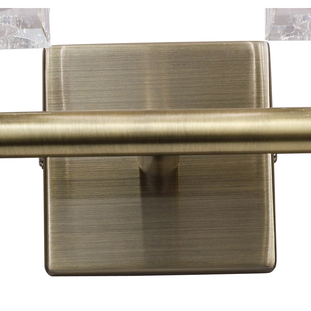 Cuadrax 2 Light Frosted Glass Wall Light - Antique Brass