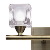 Cuadrax 2 Light Frosted Glass Wall Light - Antique Brass