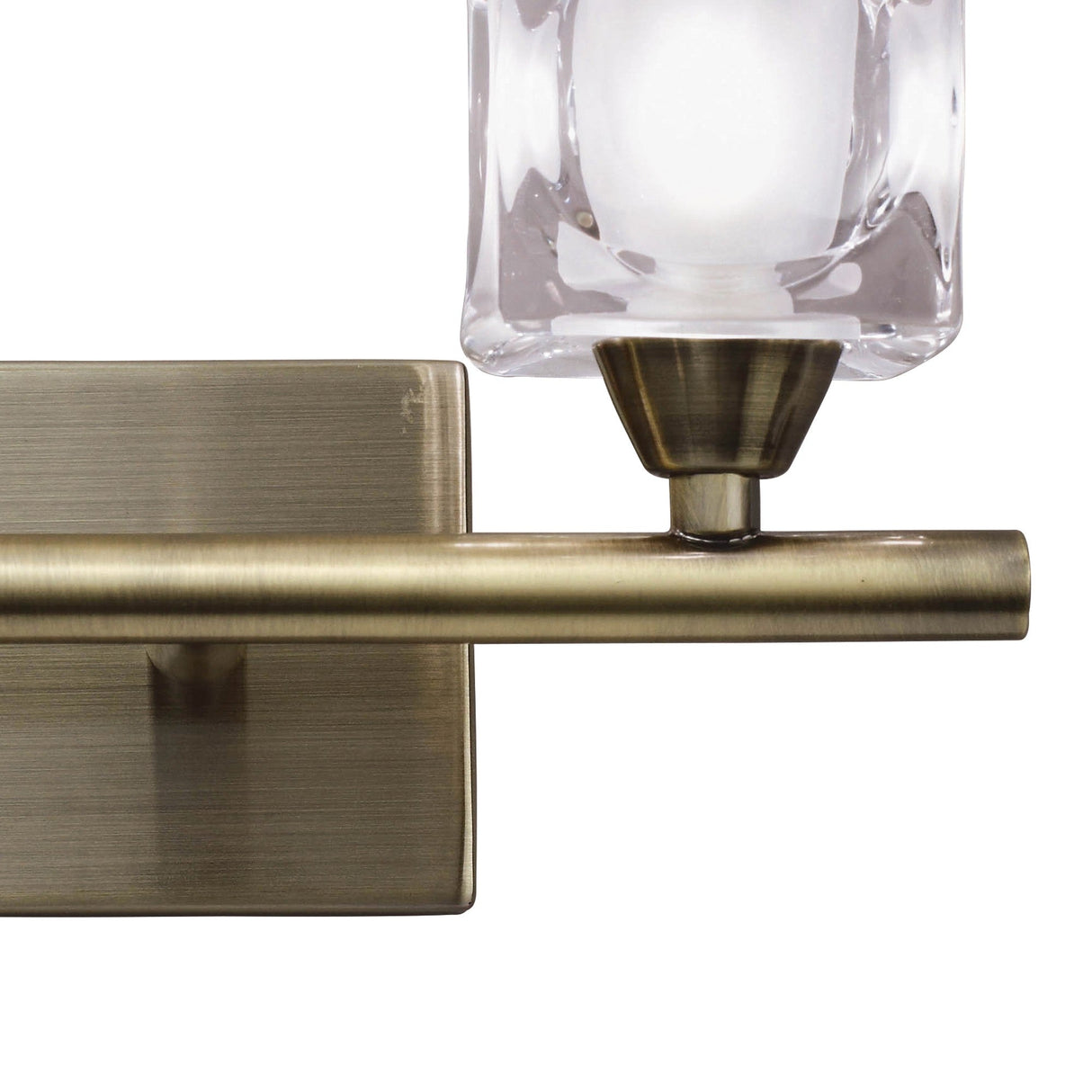 Cuadrax 2 Light Frosted Glass Wall Light - Antique Brass