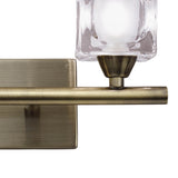 Cuadrax 2 Light Frosted Glass Wall Light - Antique Brass