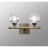 Cuadrax 2 Light Frosted Glass Wall Light - Antique Brass