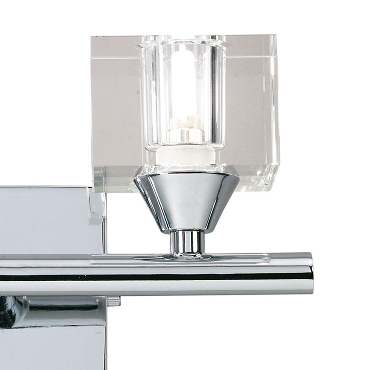 Cuadrax 2 Light Clear Glass Wall Light With Switch - Polished Chrome