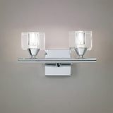 Cuadrax 2 Light Clear Glass Wall Light With Switch - Polished Chrome