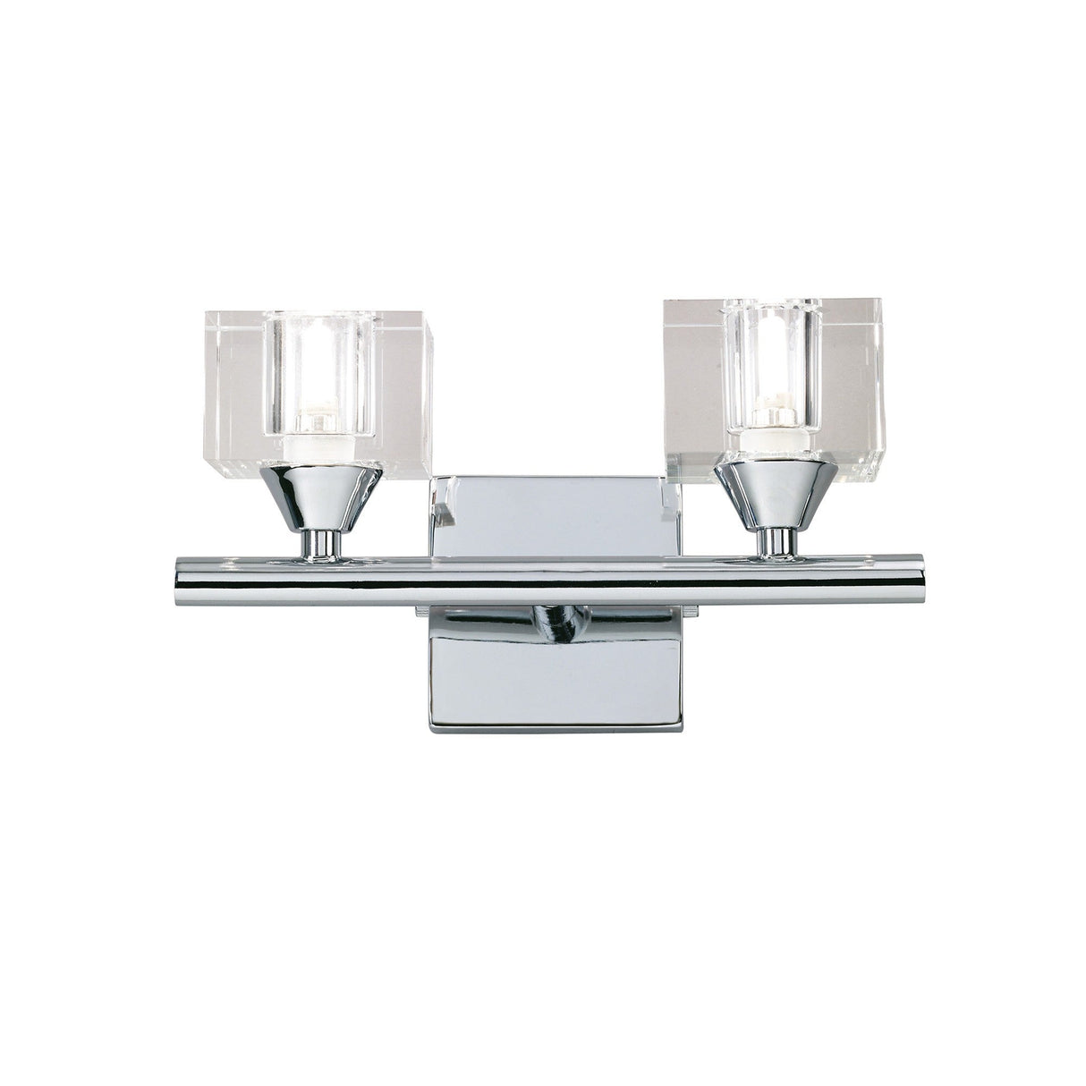 Cuadrax 2 Light Frosted Glass Wall Light - Polished Chrome