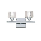 Cuadrax 2 Light Frosted Glass Wall Light - Polished Chrome