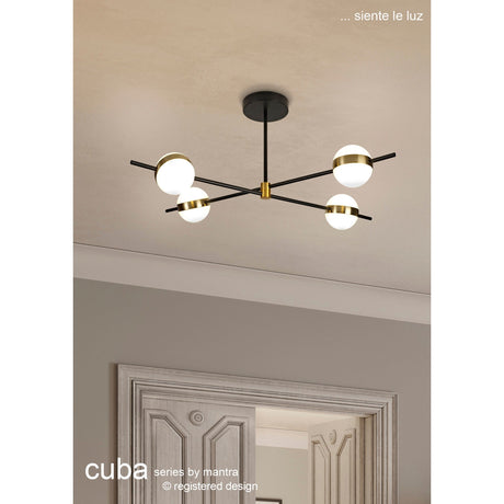 Cuba LED Semi-Flush Ceiling Light 32W 3000K – Gold & Black
