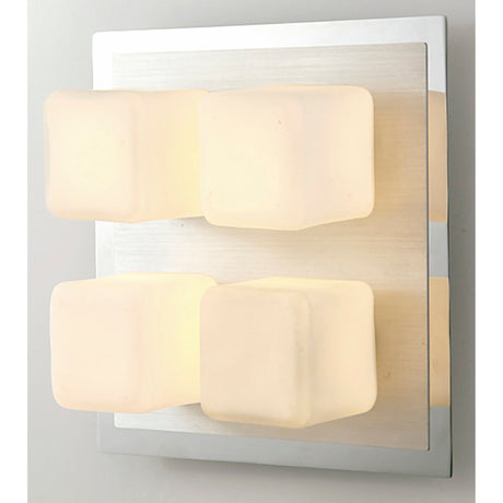 Cube 4 Light Bathroom Opal Glass Flush Ceiling Light - Polished Chrome