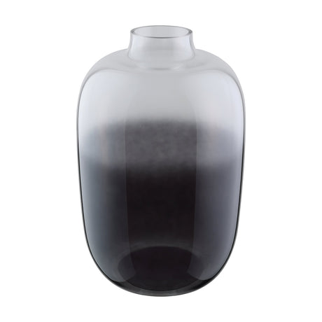Culasi glass vase with a rounded body and short neck, clear at the top fading to smoky black at the base, shown on a plain white background.