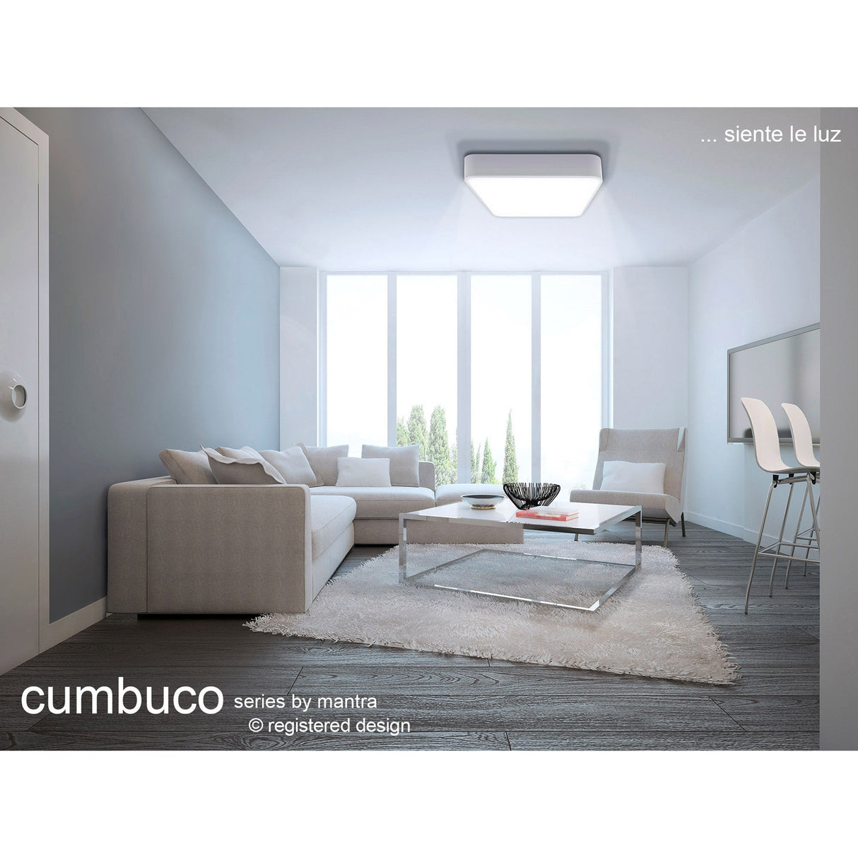 Cumbuco Square LED Flush Ceiling Light 35W 4000K - White