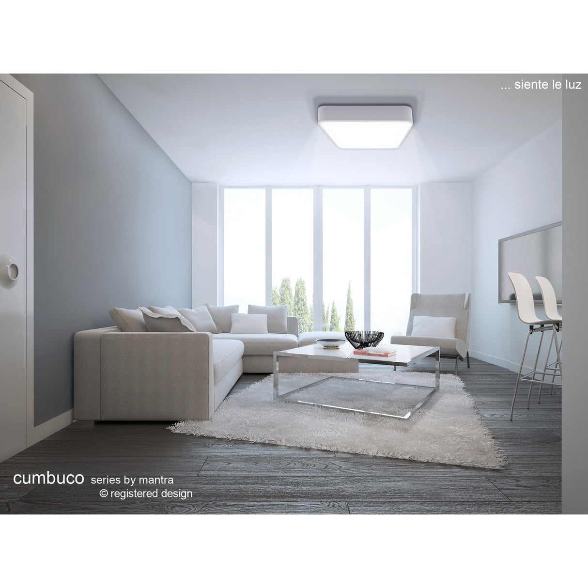 Cumbuco Square LED Flush Ceiling Light 80W 4000K - White