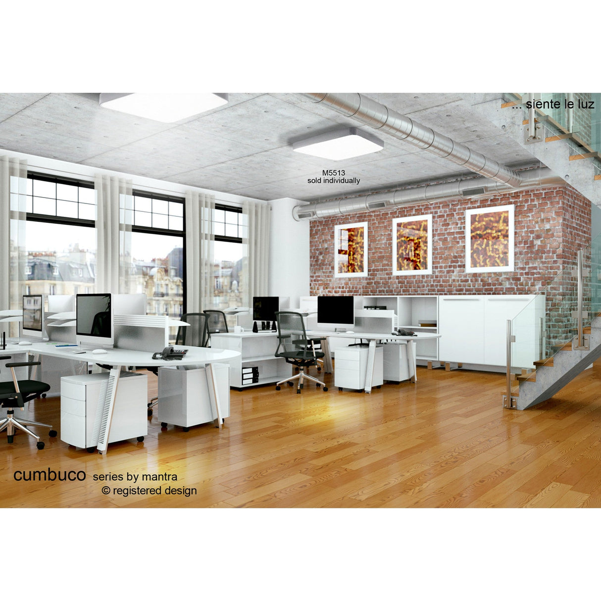 Cumbuco Square LED Flush Ceiling Light 80W 4000K - White