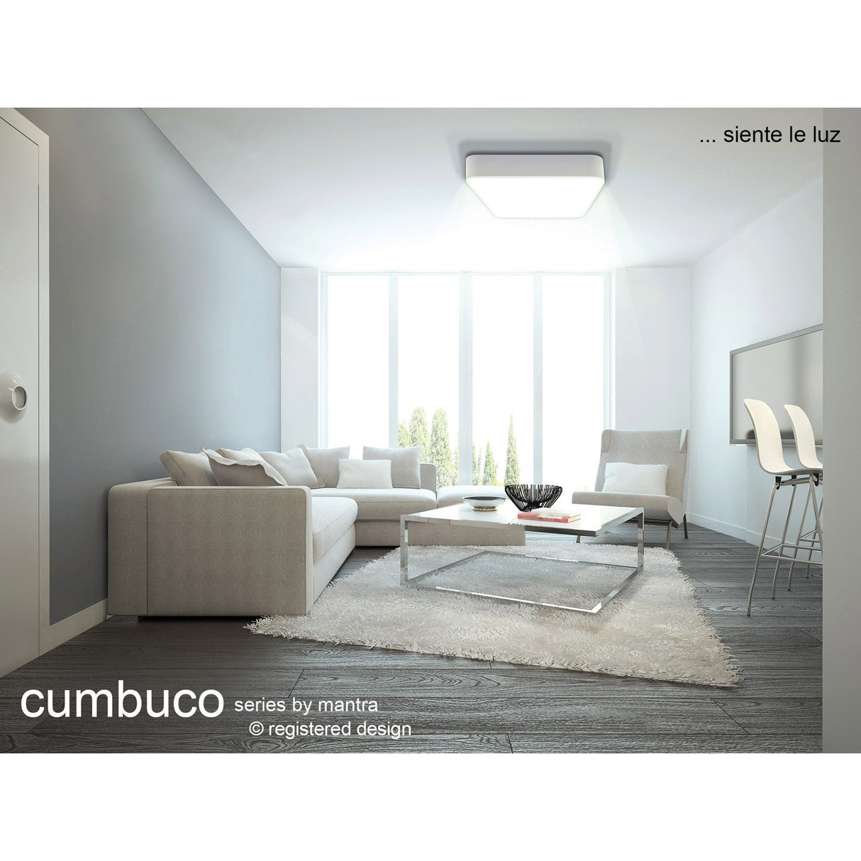 Cumbuco Square LED Flush Ceiling Light 80W 3000K - White