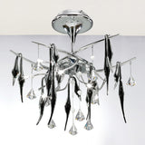 Cygnet 10 Light Crystal & Glass Semi-Flush Ceiling Light – Polished Chrome & Black