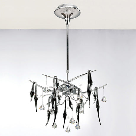Cygnet 10 Light Crystal & Glass Semi-Flush Ceiling Light – Polished Chrome & Black