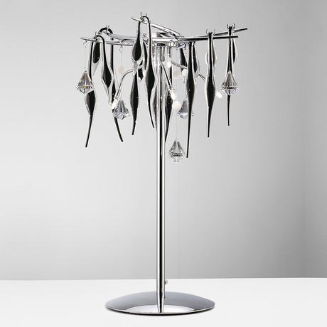 Cygnet 6 Light Crystal Table Lamp - Polished Chrome With Black Glass