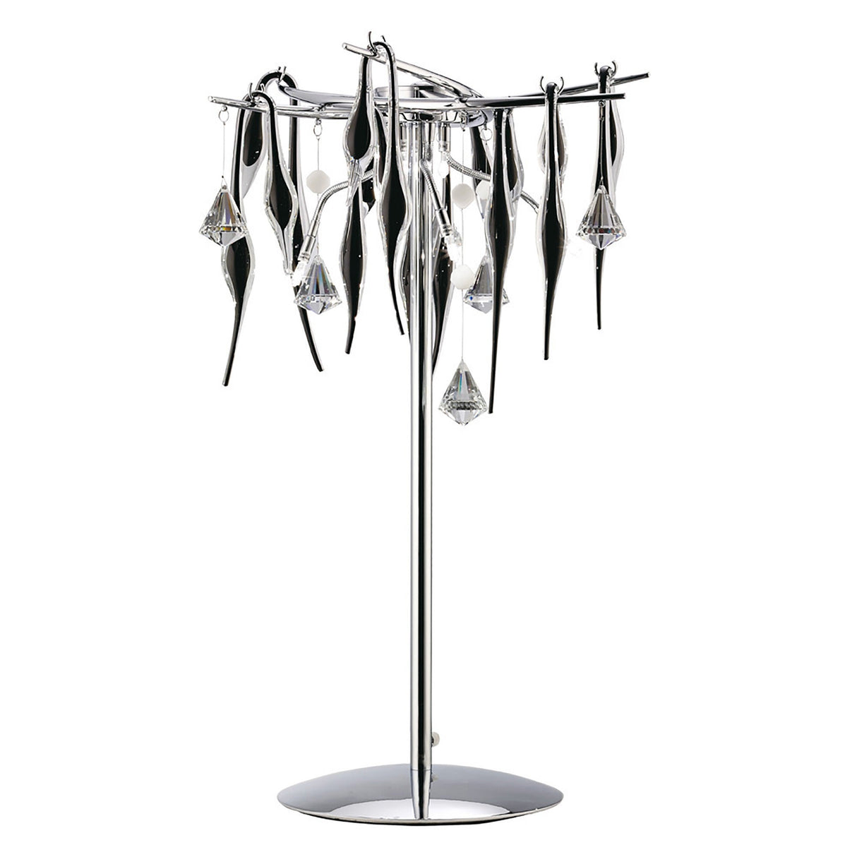Cygnet 6 Light Crystal Table Lamp - Polished Chrome With Black Glass