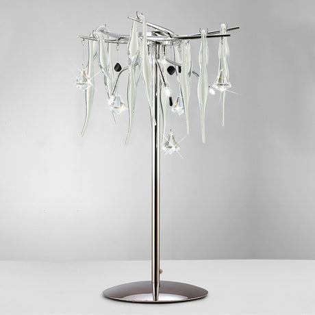 Cygnet 6 Light Crystal Table Lamp - Polished Chrome With White Glass