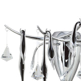 Cygnet 3 Light Black Glass & Crystal Wall Light - Chrome