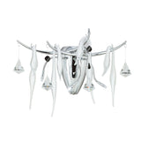 Cygnet 3 Light White Glass & Crystal Wall Light - Chrome