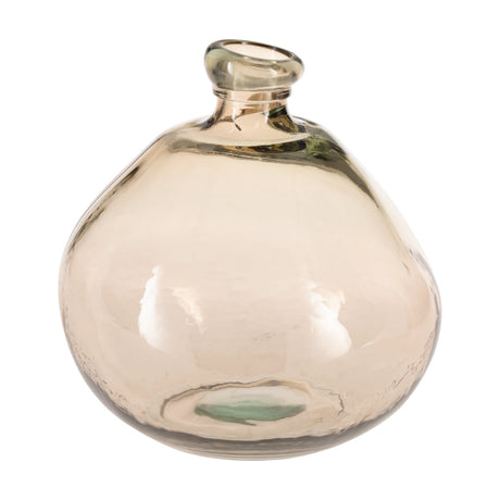 Dahukeng Vase 32cm in brown tinted glass, round-bodied with a short neck and rolled lip, shown on a plain white background.