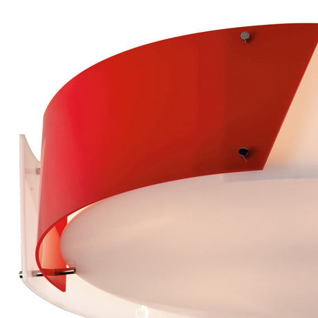 Dakota Large 4 Light Flush Ceiling Light - Red & White