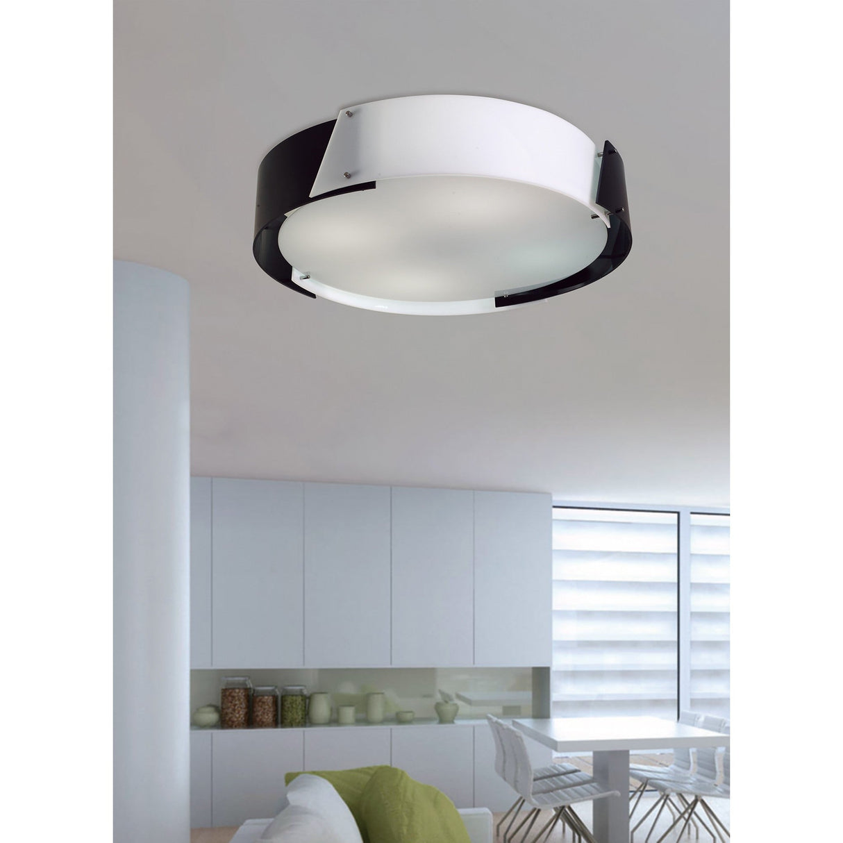 Dakota Large 4 Light Flush Ceiling Light - Black & White