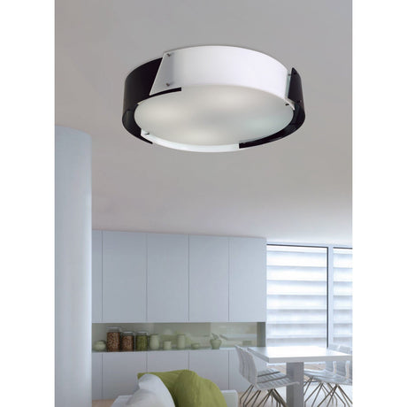 Dakota Large 4 Light Flush Ceiling Light - Black & White