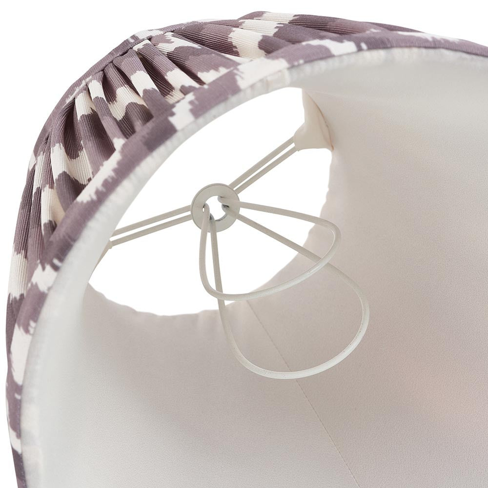 Interior view of Endon Daneton 16cm tapered lamp shade in pearl grey, showing pleated zigzag faux silk, white lining and candle clip fitting.
