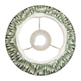 Endon Daneton 20cm tapered lamp shade in Cotswold green zigzag pleated faux silk with white taped edging and fixed gimbal fitting, top-down view.