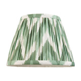Endon Daneton 20cm tapered lamp shade in pleated faux silk with a green and white zigzag print and taped edging, shown on a plain background.