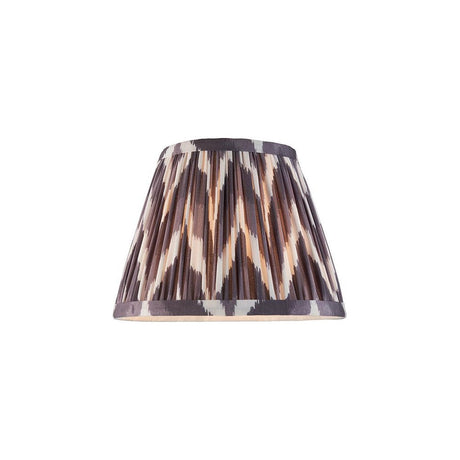 Endon Daneton 20cm tapered lamp shade in pearl grey pleated faux silk with a zigzag print and taped edging, shown on a plain white background.