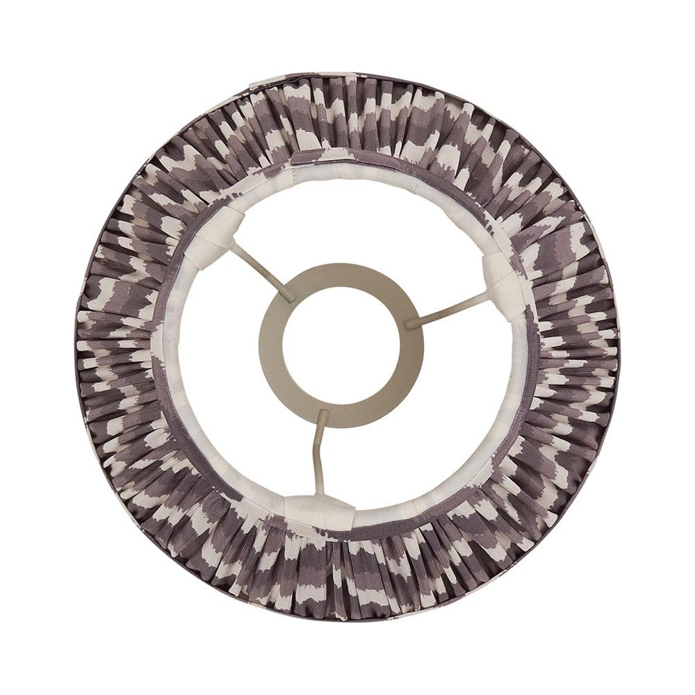 Top-down view of the Endon Daneton 20cm tapered lamp shade in pearl grey, showing the pleated zigzag faux silk and fixed gimbal fitting.