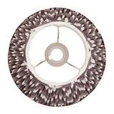 Endon Daneton 25cm tapered lamp shade in pearl grey pleated faux silk with zigzag print, viewed from below showing gimbal fitting on a white background.