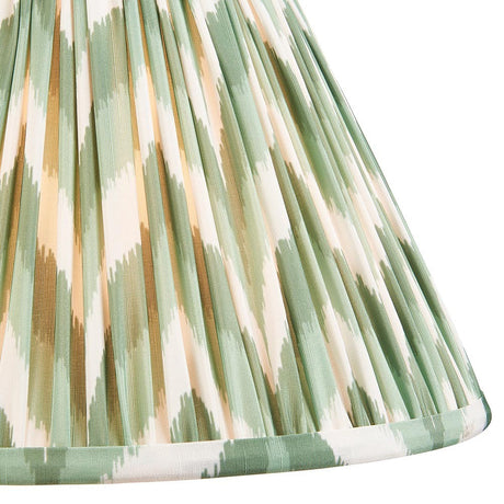 Endon Daneton 30cm tapered lamp shade in pleated faux silk with a green and cream zigzag print and taped edge detailing.