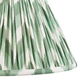 Endon Daneton 30cm tapered lamp shade in pleated faux silk with a Cotswold green and white zigzag print and taped edge detail.