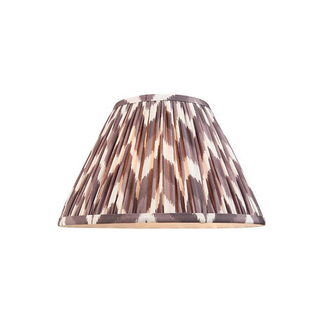 Endon Daneton 30cm tapered lamp shade in pleated faux silk with a pearl grey and white zigzag print, shown on a plain white background.