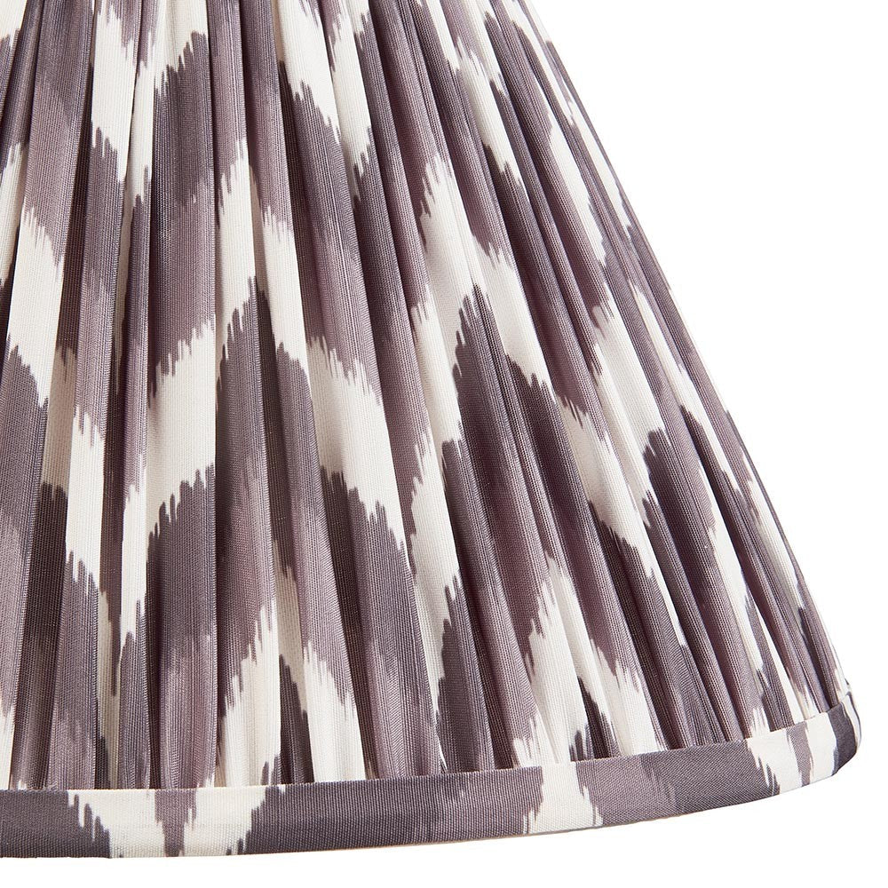 Endon Daneton 30cm tapered lamp shade in pearl grey pleated faux silk with a white and grey zigzag print and taped edge detailing.