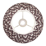 Endon Daneton 30cm tapered lamp shade in pearl grey pleated faux silk with zigzag print, taped edges and fixed gimbal fitting, viewed from above.