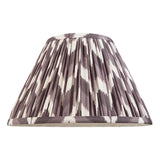 Endon Daneton 30cm tapered lamp shade in pleated pearl grey faux silk with a zigzag print and taped edges, shown on a plain white background.