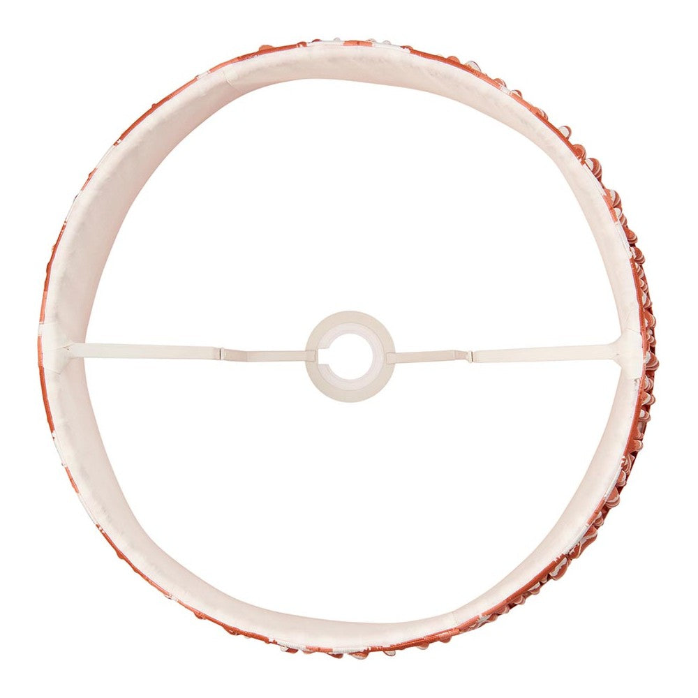 Endon Daneton 35cm apricot orange tapered lamp shade, top-down view showing white inner lining, reversible gimbal fitting and taped edges.