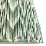 Endon Daneton 35cm tapered lamp shade in Cotswold green and white pleated faux silk with a zigzag print and taped edge detailing.