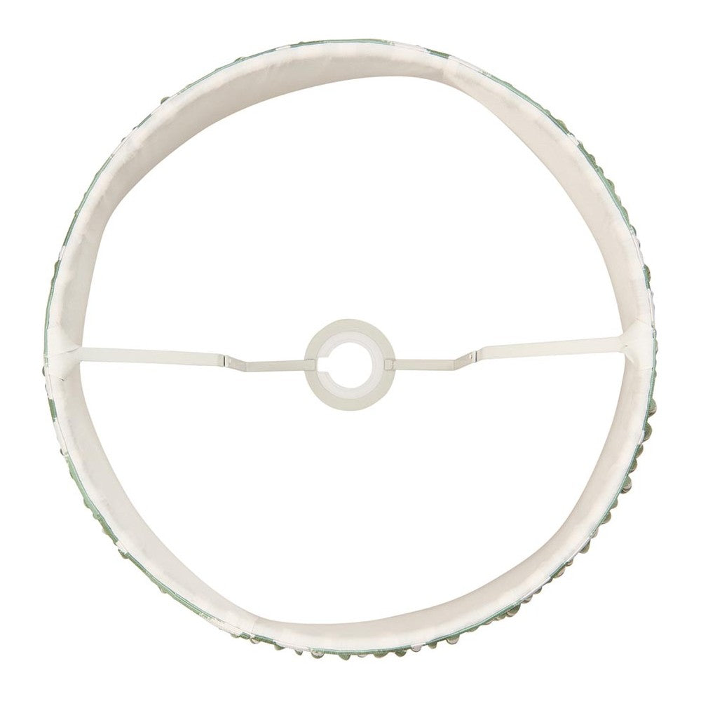 Top view of the Endon Daneton 35cm tapered lamp shade in Cotswold Green, showing the reversible gimbal fitting and white inner lining on a plain background.