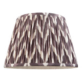 Endon Daneton 35cm tapered lamp shade in pearl grey pleated faux silk with zigzag print and taped edges, shown on a plain white background.