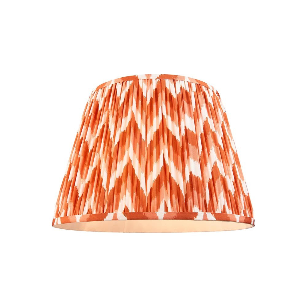 Endon Daneton 40cm tapered lamp shade in apricot orange and white zigzag pleated faux silk, shown on a plain white background.