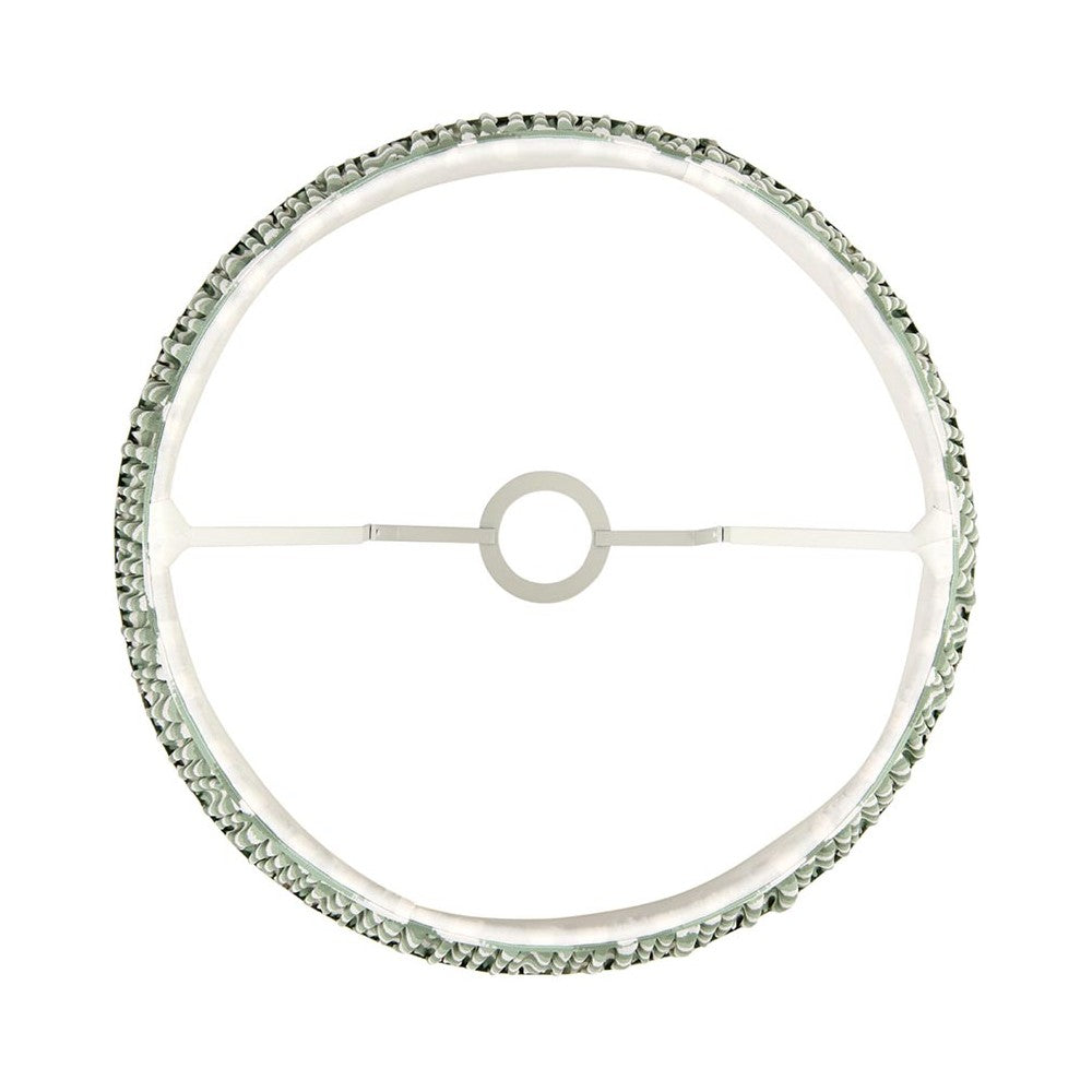 Endon Daneton 40cm tapered lamp shade in Cotswold green pleated faux silk, shown from above with reversible gimbal fitting on a white background.