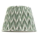 Endon Daneton 40cm tapered lamp shade in pleated faux silk with a green and white zigzag print, shown on a plain white background.