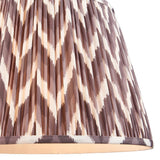 Endon Daneton 40cm tapered lamp shade in pearl grey pleated faux silk with a grey and white zigzag print and taped edge detailing.