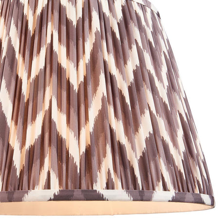 Endon Daneton 40cm tapered lamp shade in pearl grey pleated faux silk with a grey and white zigzag print and taped edge detailing.