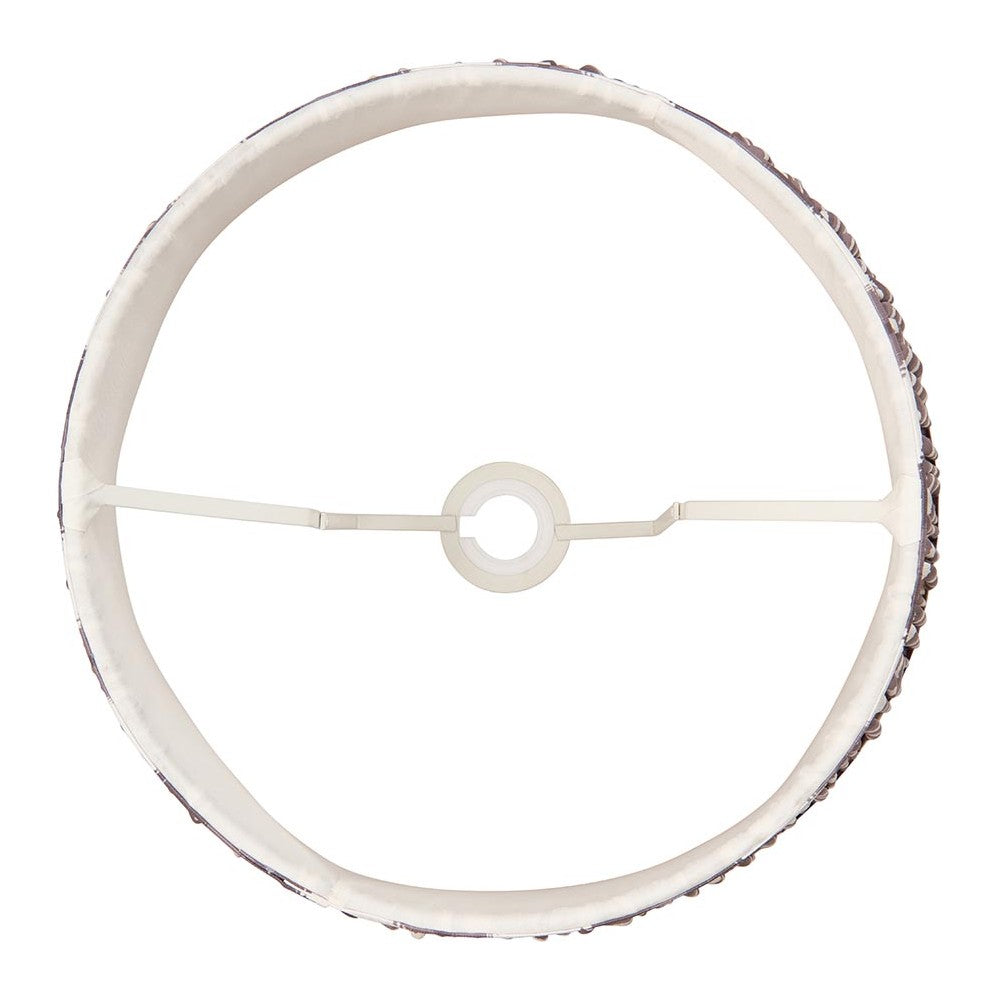 Top-down view of the Endon Daneton 40cm tapered lamp shade in pearl grey, showing the reversible gimbal fitting and taped inner ring on a white background.