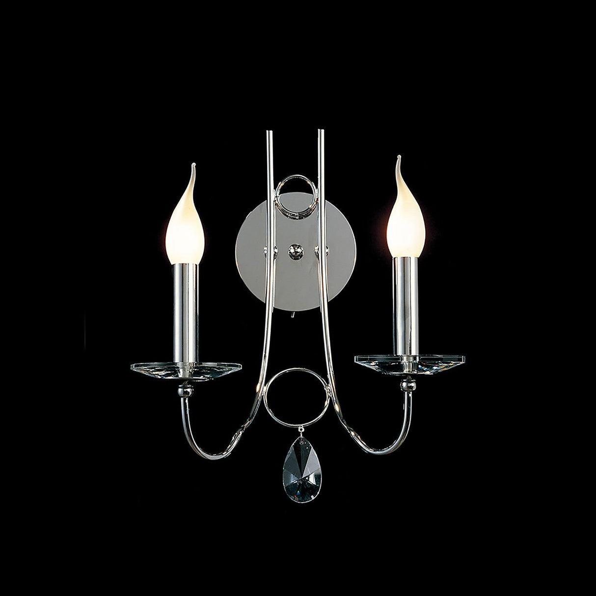 Danya 2 Light Crystal Wall Light - Polished Chrome
